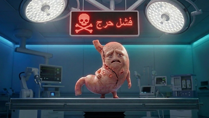 Gastric sleeve surgery procedure showing reduction of stomach size using laparoscopic technique